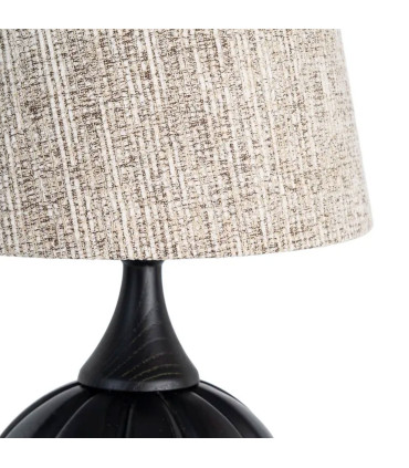 Table Lamp black wood and beige lampshade 24x24x47.5cm