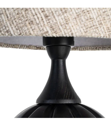 Table Lamp black wood and beige lampshade 24x24x47.5cm