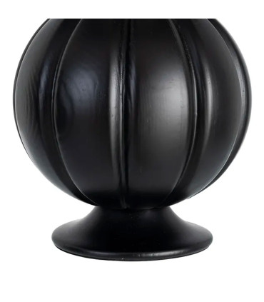 Lampe à poser bois noir et abat-jour tissu beige 24x24x47.5cm