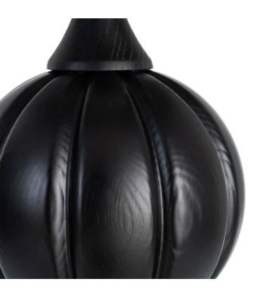 Lampe à poser bois noir et abat-jour tissu beige 24x24x47.5cm