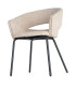 Fauteuil design tissu beige et métal noir 59x61x82cm