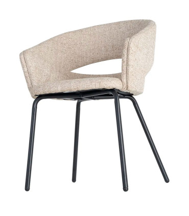 Fauteuil design tissu beige et métal noir 59x61x82cm