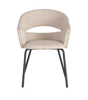 Fauteuil design tissu beige et métal noir 59x61x82cm