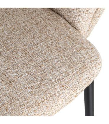 Fauteuil design tissu beige et métal noir 59x61x82cm