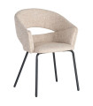 Armchair design black metal and beige tissue 59x61x82cm