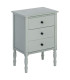 Table de chevet classique en bois vert clair 3 tiroirs 43x33x61cm