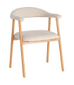 Chaise design métal effet bois et tissu éponge beige 56x50.5x76cm