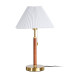 Table Lamp wood, gold metal and white lampshade 31x31x50cm