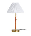 Table Lamp wood, gold metal and white lampshade 31x31x50cm