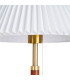 Lampe à poser à tirette bois de frêne et abat-jour plissé blanc 31x31x50cm