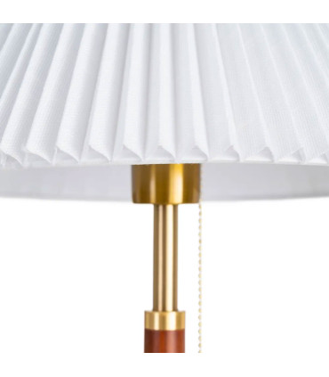 Table Lamp wood, gold metal and white lampshade 31x31x50cm