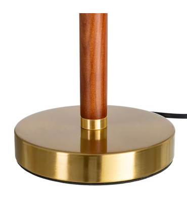 Table Lamp wood, gold metal and white lampshade 31x31x50cm