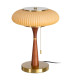 Table Lamp wood, gold metal and white lampshade 31x31x50cm