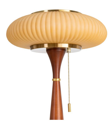 Table Lamp wood, gold metal and white lampshade 31x31x50cm