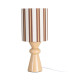 Lampe à poser céramique beige et abat-jour rayé marron 18x18x43cm