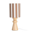 Lampe à poser céramique beige et abat-jour rayé marron 18x18x43cm