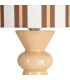 Lampe à poser céramique beige et abat-jour rayé marron 18x18x43cm