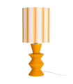 Lampe à poser céramique jaune et abat-jour rayé 18x18x44cm