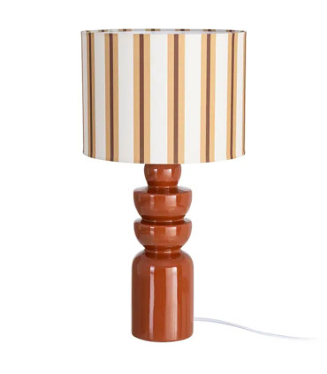 Table Lamp black wood and beige lampshade 24x24x47.5cm