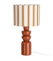Lampe à poser céramique terracotta et abat-jour rayé 25x25x47cm