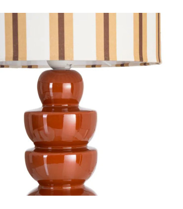 Lampe à poser céramique terracotta et abat-jour rayé 25x25x47cm