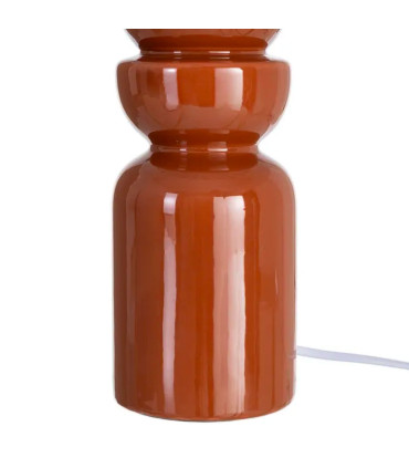 Lampe à poser céramique terracotta et abat-jour rayé 25x25x47cm