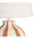 Lampe à poser céramique blanche rayures terracotta 25x25x41cm