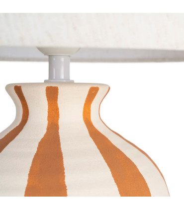 Table Lamp black wood and beige lampshade 24x24x47.5cm