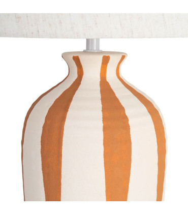 Table Lamp black wood and beige lampshade 24x24x47.5cm
