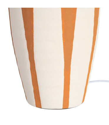 Lampe à poser céramique blanche rayures terracotta 30x30x55.5cm
