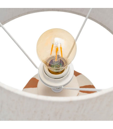 Table Lamp black wood and beige lampshade 24x24x47.5cm