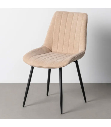 Chaise tissu beige et métal noir 50x60x85cm