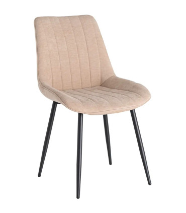Chaise tissu beige et métal noir 50x60x85cm