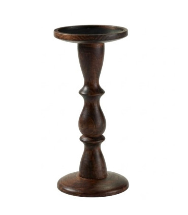 Set of 2 Candle Holders mangowood 10x10x23cm