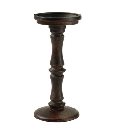Set of 2 Candle Holders mangowood 10x10x23cm