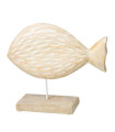 Statuette poisson en bois de mangue blanchi 15x7x22cm