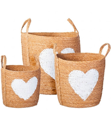 Set of 3 Round Baskets Seagrass