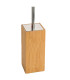 Brosse WC bambou, inox et brosse noire carrée 10x10x34cm