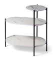 Table d'appoint design en métal et plateaux effet marbre blanc 64x33x63cm