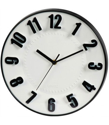 Horloge murale ronde noire et blanche 30x30x4.5cm