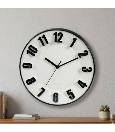 Horloge murale ronde noire et blanche 30x30x4.5cm