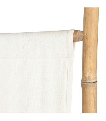 Paravent 3 panneaux bambou et coton blanc 166x3x175cm