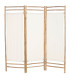 Paravent 3 panneaux bambou et coton blanc 166x3x175cm