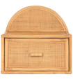 Table de chevet murale en bois et rotin 47x30x45cm