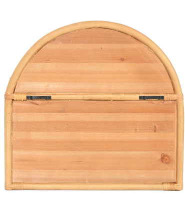 Table de chevet murale en bois et rotin 47x30x45cm