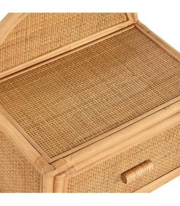 Table de chevet murale en bois et rotin 47x30x45cm