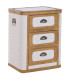 Table de chevet en bois et tissu beige 3 tiroirs 48x36x60cm