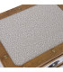 Table de chevet en bois et tissu beige 3 tiroirs 48x36x60cm