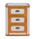 Table de chevet en bois et tissu beige 3 tiroirs 48x36x60cm