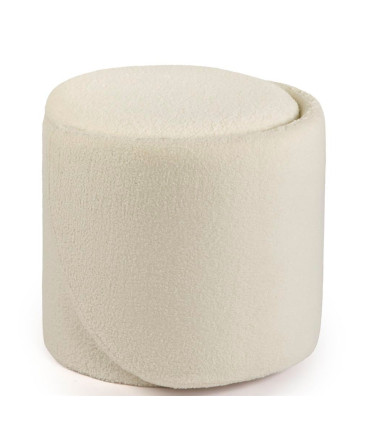Chaise d'appoint pouf avec rangement tissu bouclette beige 51x46.5x71cm